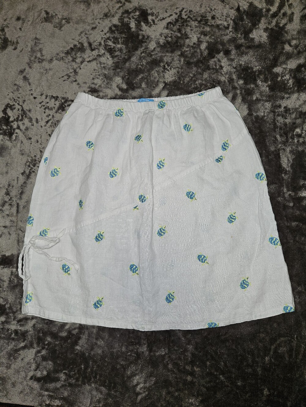 Cotton Connection White Embroidered Sea Turtle Mini Skirt Swim Suit Cover Up Lg